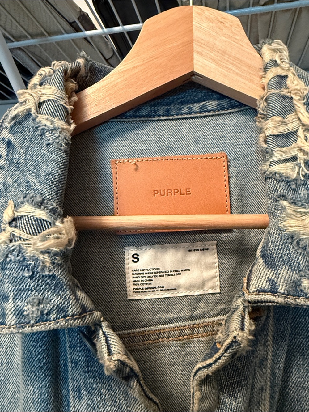 PURPLE Distressed Light Wash Denim Trucker Jacket - Picture 2 of 3